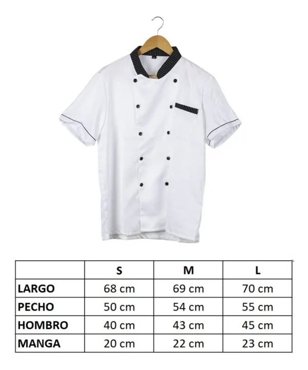 CHAQUETA DE CHEF BLANCA MANGA CORTA 2XL - TF505-15