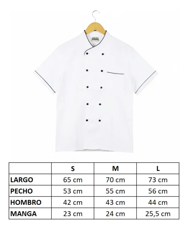 CHAQUETA DE CHEF BLANCA MANGA CORTA 2XL - TF505-17