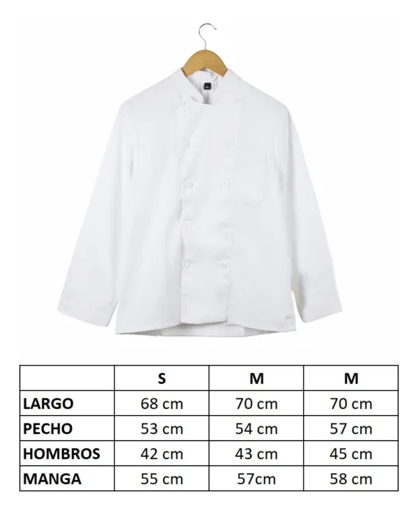 CHAQUETA DE CHEF BLANCA MANGA LARGA L - TF505-18