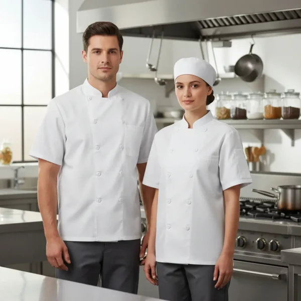 CHAQUETA DE CHEF BLANCA MANGA CORTA L - TF505-19