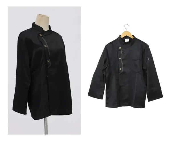 CHAQUETA DE CHEF NEGRA MANGA LARGA L - TF505-20