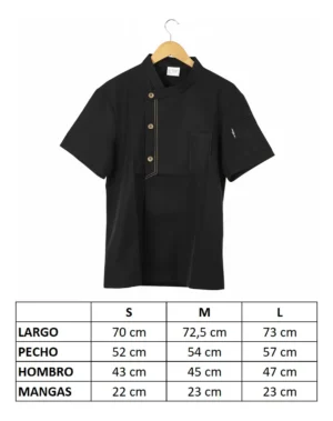 CHAQUETA DE CHEF NEGRA MANGA LARGA 2XL - TF505-20
