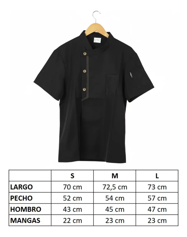 CHAQUETA DE CHEF NEGRA MANGA CORTA 2XL - TF505-21