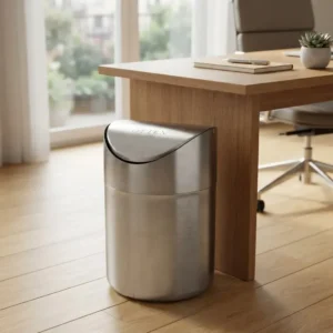 Cesto De Basura Chico C/ Tapa Vaivén Otten Plateado
