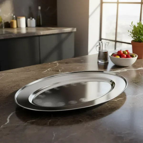 Fuente Bandeja Oval Acero Inoxidable Otten 35 cm