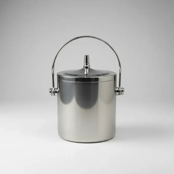 Hielera Doble Fondo Acero Inoxidable Con Tapa Otten 1 Lt - Plateado
