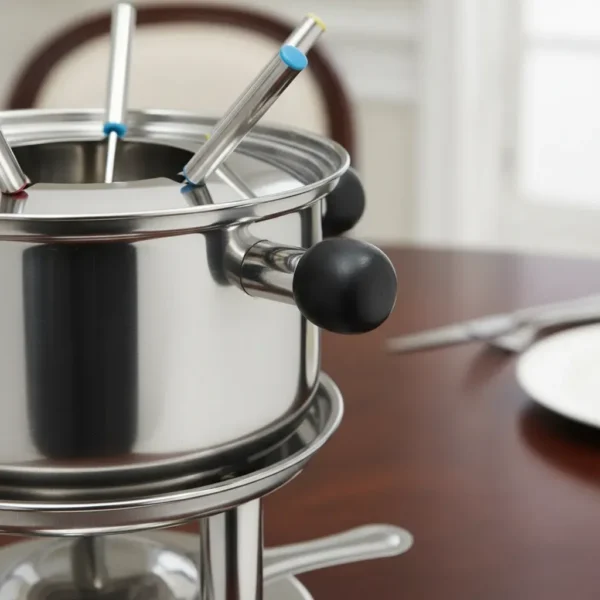 Fondue Acero Inoxidable Queso Chocolate 6 Pinches