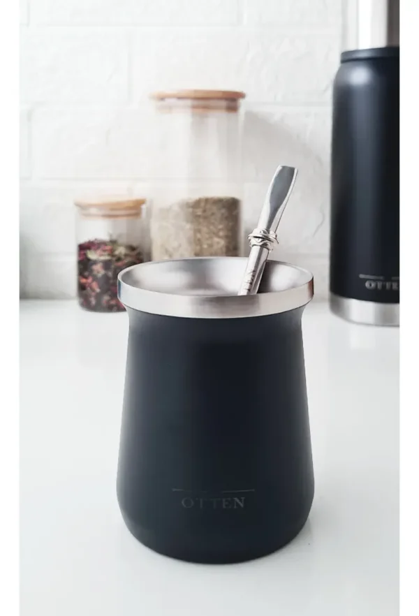 Bombilla Mate Plana Resorte Acero Inoxidable 16 Cm Otten Plateado