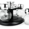 Set Especiero Giratorio 6 Frascos Vidrio Con Tapa Plástico Negro