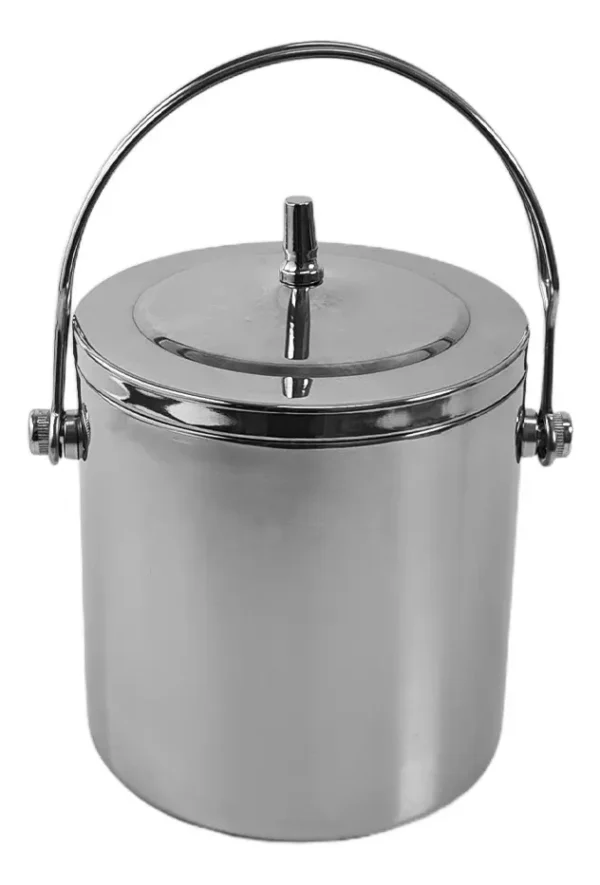 Hielera Doble Fondo Acero Inoxidable Con Tapa Otten 2 Lts Plateado