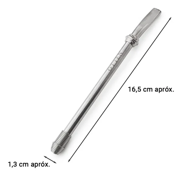 Bombilla Mate Plana Resorte Acero Inoxidable 16 Cm Otten Plateado