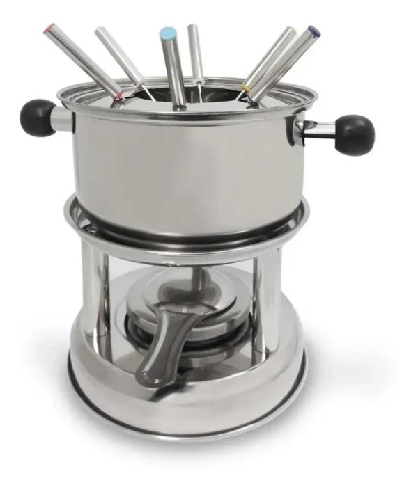 Fondue Acero Inoxidable Queso Chocolate 6 Pinches