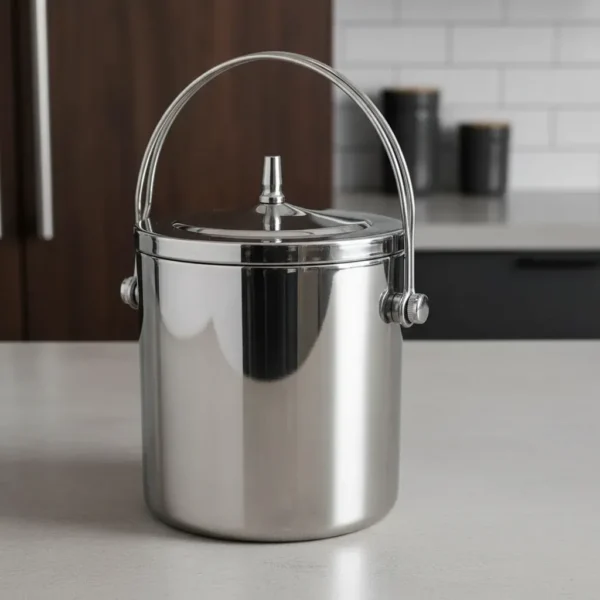 Hielera Doble Fondo Acero Inoxidable Con Tapa Otten 1,4 Lts Plateado