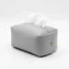 CAJA DE PAÑUELOS ECOCUERO GRIS -OTTEN-
