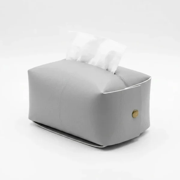 CAJA DE PAÑUELOS ECOCUERO GRIS -OTTEN-