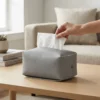 CAJA DE PAÑUELOS ECOCUERO GRIS -OTTEN-