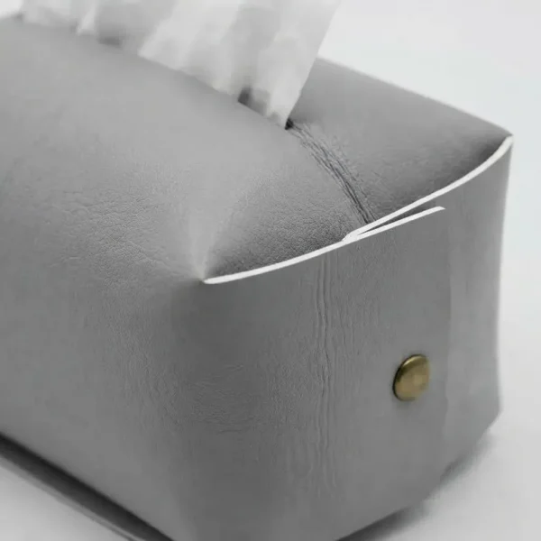 CAJA DE PAÑUELOS ECOCUERO GRIS -OTTEN-