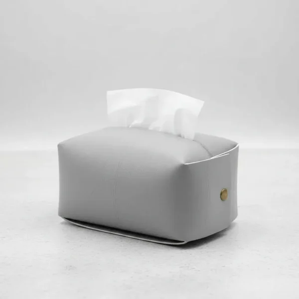 CAJA DE PAÑUELOS ECOCUERO GRIS -OTTEN-